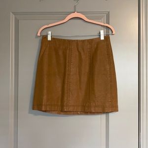 Free People Brown Faux Leather Skirt